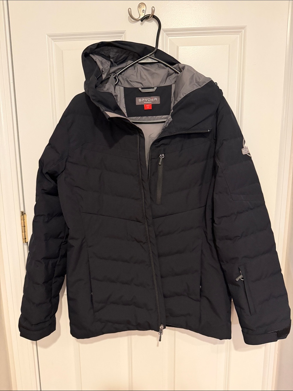 Spyder Women's Black Hooded Quilted Puffer Jacket